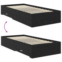 Produktbild för Sängram med låda Svart Ek 100 x 200 cm Konstruerat trä