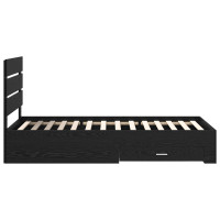 Produktbild för Sängram med låda Svart Ek 100 x 200 cm Konstruerat trä