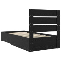 Produktbild för Sängram med låda Svart Ek 100 x 200 cm Konstruerat trä