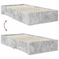 Produktbild för Sängram med låda Betonggrå 100 x 200 cm Konstruerat trä