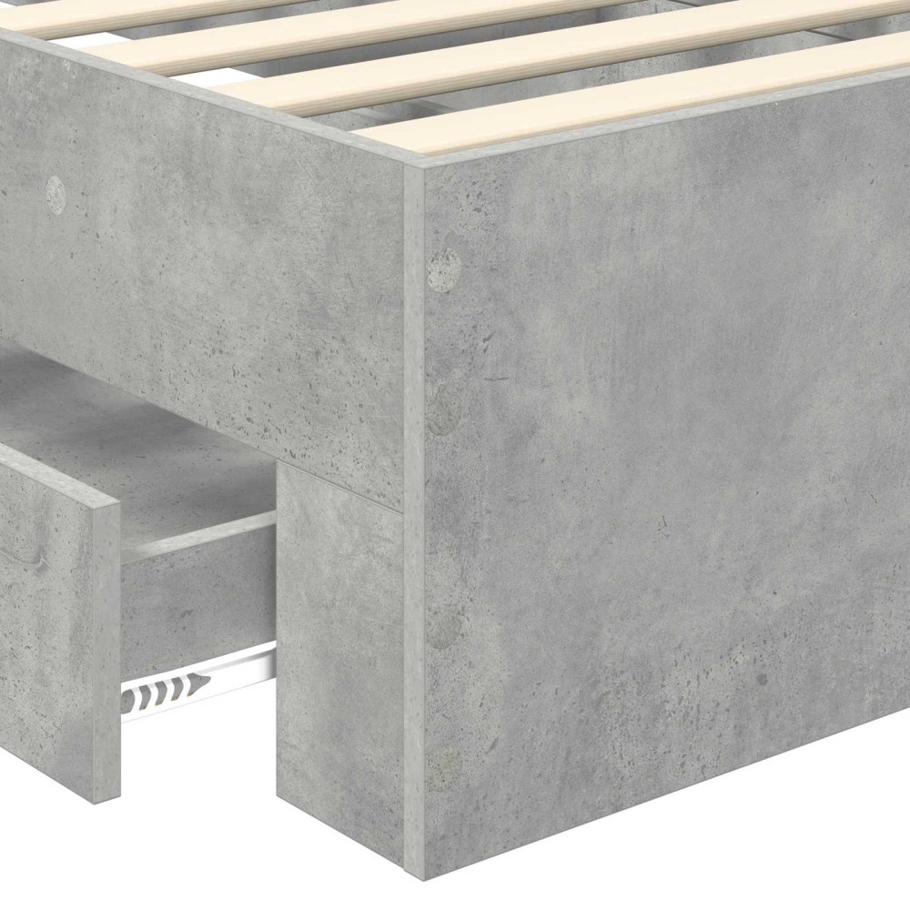 Produktbild för Sängram med låda Betonggrå 100 x 200 cm Konstruerat trä