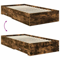 Produktbild för Sängram med låda Rökt ek 100 x 200 cm Konstruerat trä