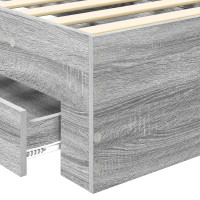 Produktbild för Sängram med låda Grå Sonoma 100 x 200 cm Konstruerat trä