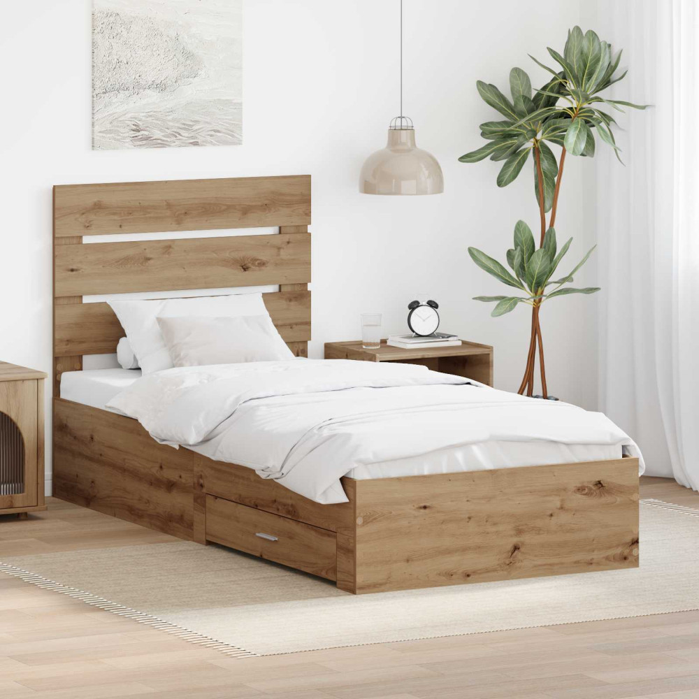 Produktbild för Sängram med låda Artisan Ek 100 x 200 cm Konstruerat trä