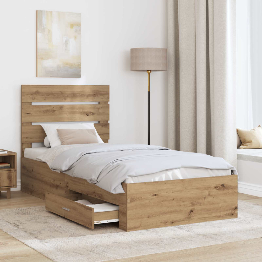 Produktbild för Sängram med låda Artisan Ek 100 x 200 cm Konstruerat trä