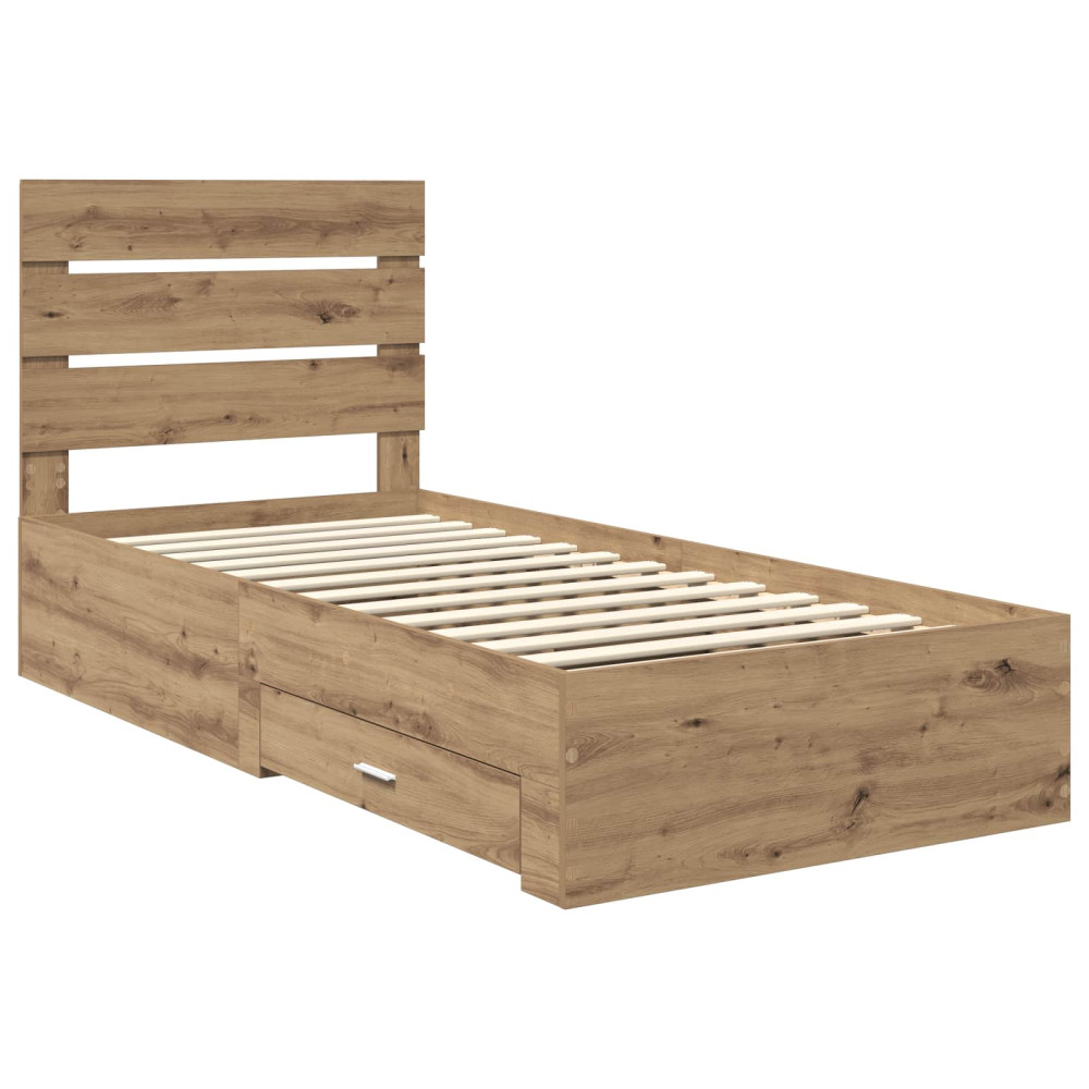 Produktbild för Sängram med låda Artisan Ek 100 x 200 cm Konstruerat trä