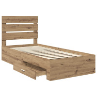 Produktbild för Sängram med låda Artisan Ek 100 x 200 cm Konstruerat trä