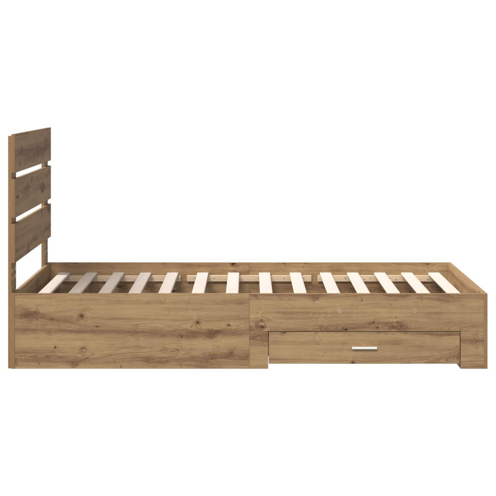 Produktbild för Sängram med låda Artisan Ek 100 x 200 cm Konstruerat trä