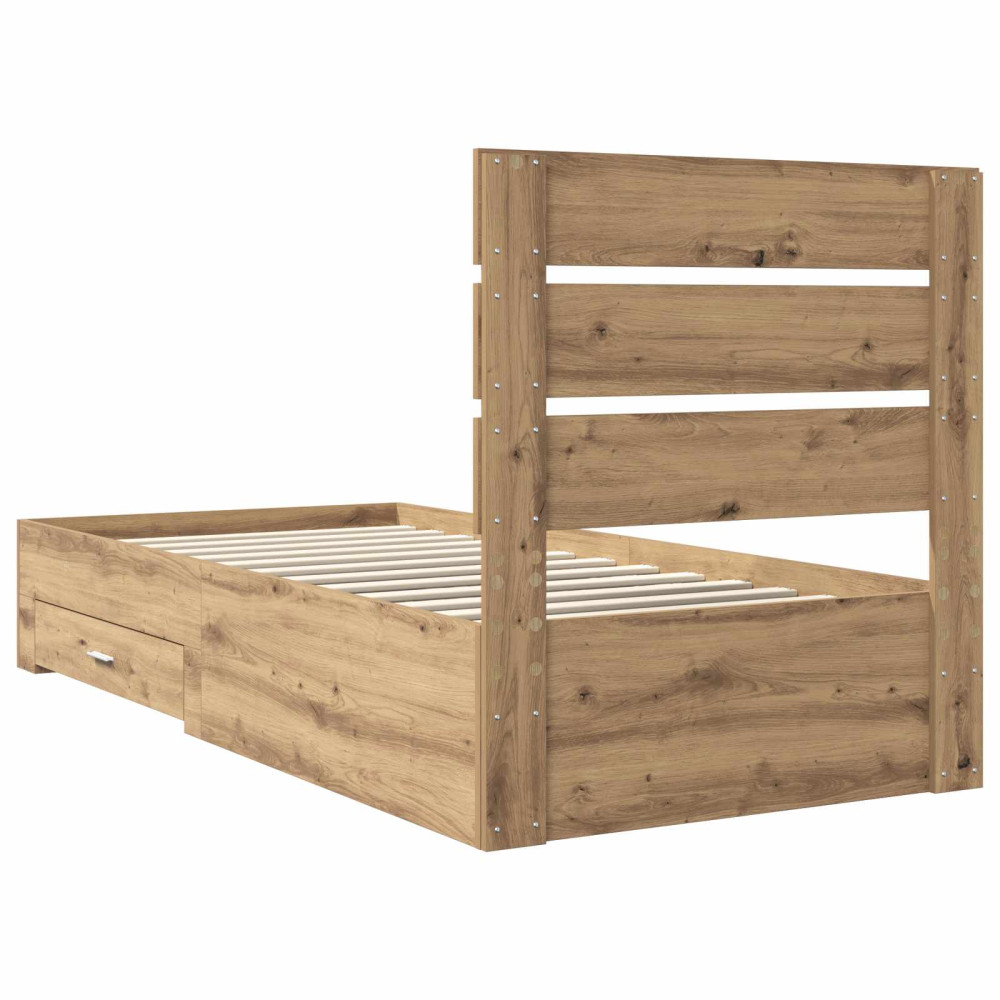 Produktbild för Sängram med låda Artisan Ek 100 x 200 cm Konstruerat trä
