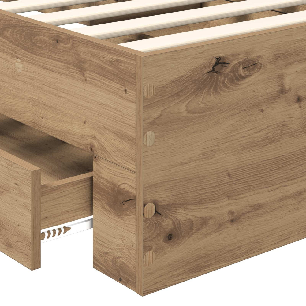 Produktbild för Sängram med låda Artisan Ek 100 x 200 cm Konstruerat trä