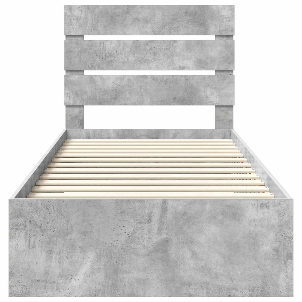 Produktbild för Sängram med låda Betonggrå 90 x 200 cm Konstruerat trä