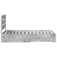 Produktbild för Sängram med låda Betonggrå 90 x 200 cm Konstruerat trä