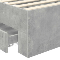 Produktbild för Sängram med låda Betonggrå 90 x 200 cm Konstruerat trä