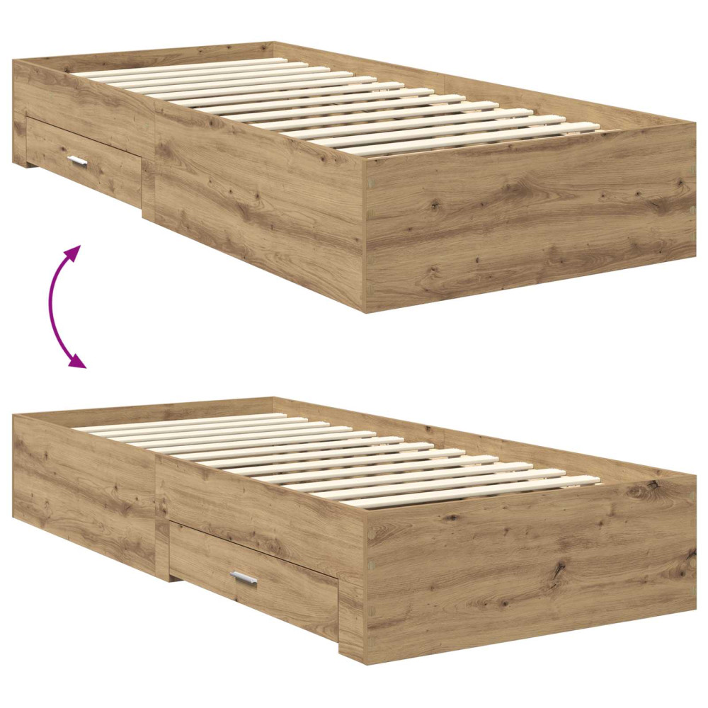 Produktbild för Sängram med låda Artisan Ek 90 x 200 cm Konstruerat trä