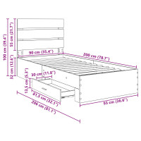 Produktbild för Sängram med låda Artisan Ek 90 x 200 cm Konstruerat trä