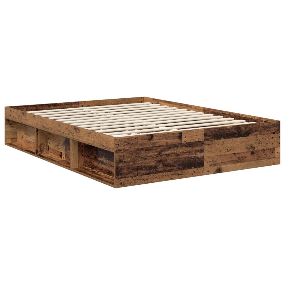 Produktbild för Sängram med huvudgavel Gammalt trä 150 x 200 cm Massiv furu