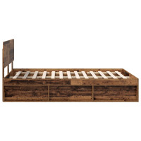 Produktbild för Sängram med huvudgavel Gammalt trä 150 x 200 cm Massiv furu