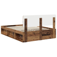 Produktbild för Sängram med huvudgavel Gammalt trä 150 x 200 cm Massiv furu