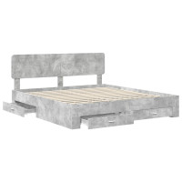 Produktbild för Sängram med huvudgavel Betonggrå 180 x 200 cm Konstruerat trä