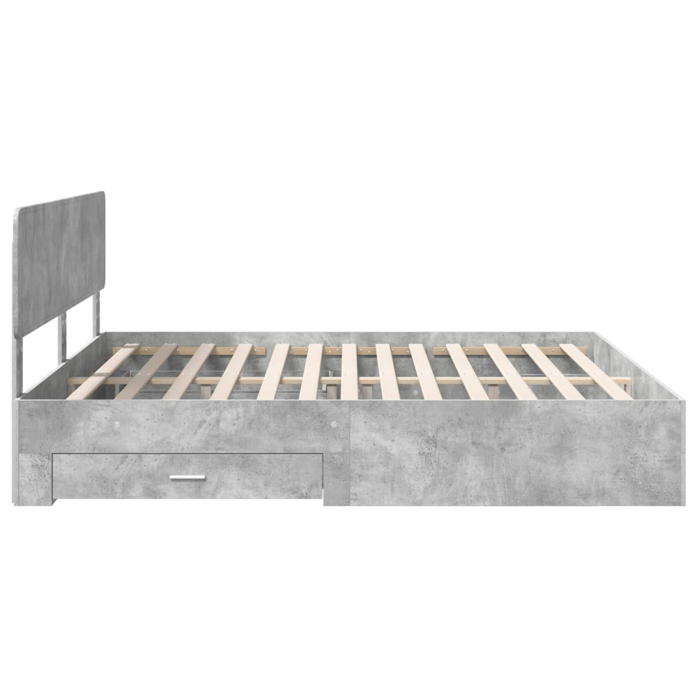 Produktbild för Sängram med huvudgavel Betonggrå 180 x 200 cm Konstruerat trä