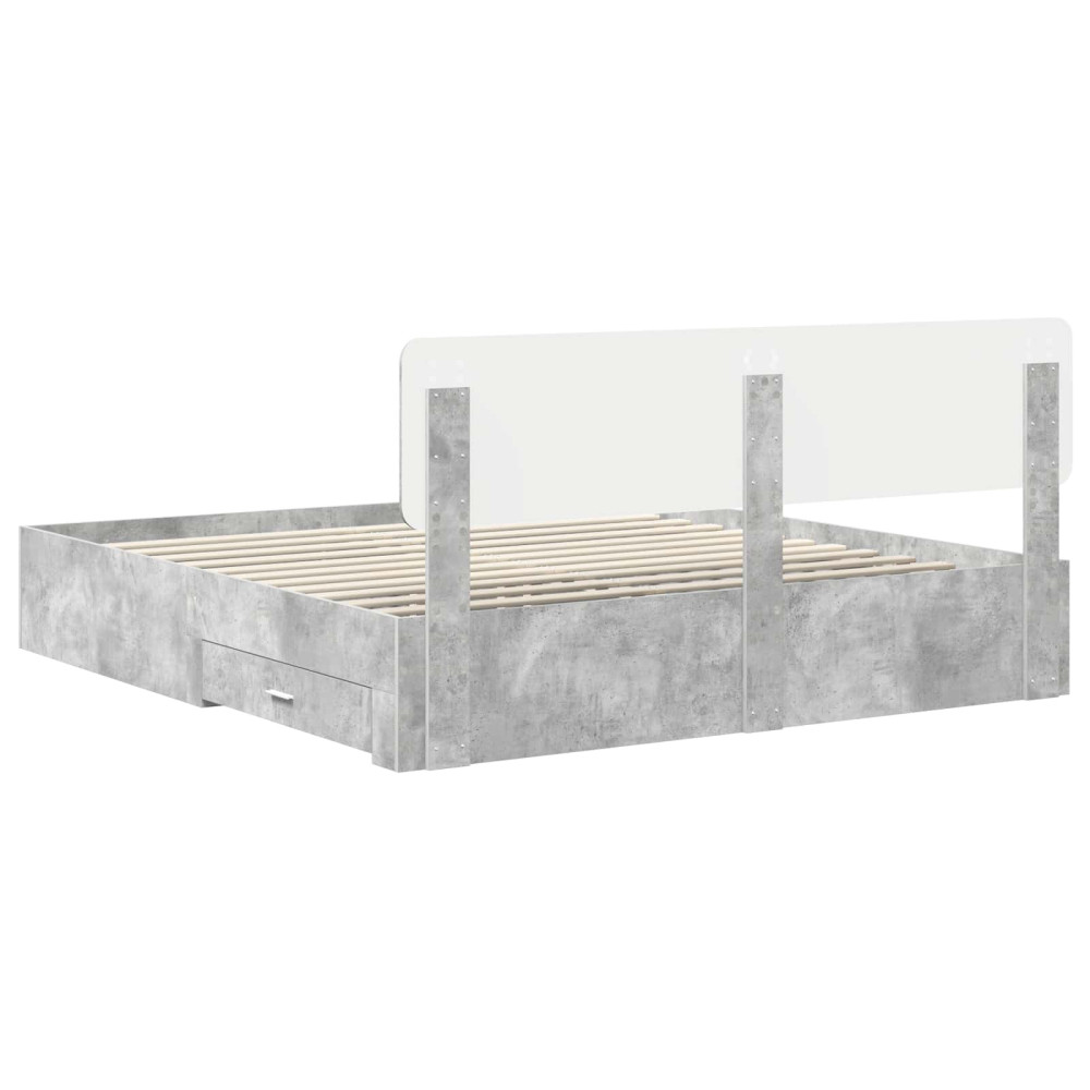 Produktbild för Sängram med huvudgavel Betonggrå 180 x 200 cm Konstruerat trä