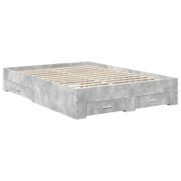 Produktbild för Sängram med huvudgavel Betonggrå 140 x 200 cm Konstruerat trä