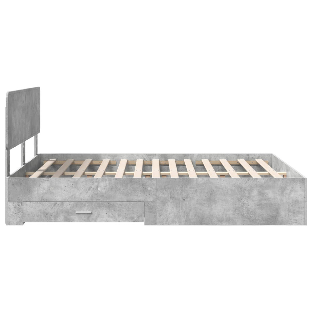 Produktbild för Sängram med huvudgavel Betonggrå 140 x 200 cm Konstruerat trä