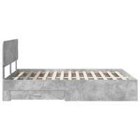 Produktbild för Sängram med huvudgavel Betonggrå 140 x 200 cm Konstruerat trä