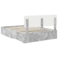 Produktbild för Sängram med huvudgavel Betonggrå 140 x 200 cm Konstruerat trä