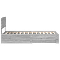 Produktbild för Sängram med huvudgavel Grå Sonoma 100 x 200 cm Konstruerat trä