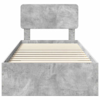 Produktbild för Sängram med huvudgavel Betonggrå 90 x 190 cm Konstruerat trä