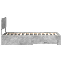 Produktbild för Sängram med huvudgavel Betonggrå 90 x 190 cm Konstruerat trä