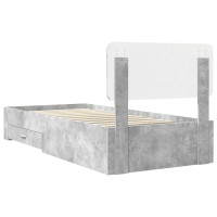 Produktbild för Sängram med huvudgavel Betonggrå 90 x 190 cm Konstruerat trä