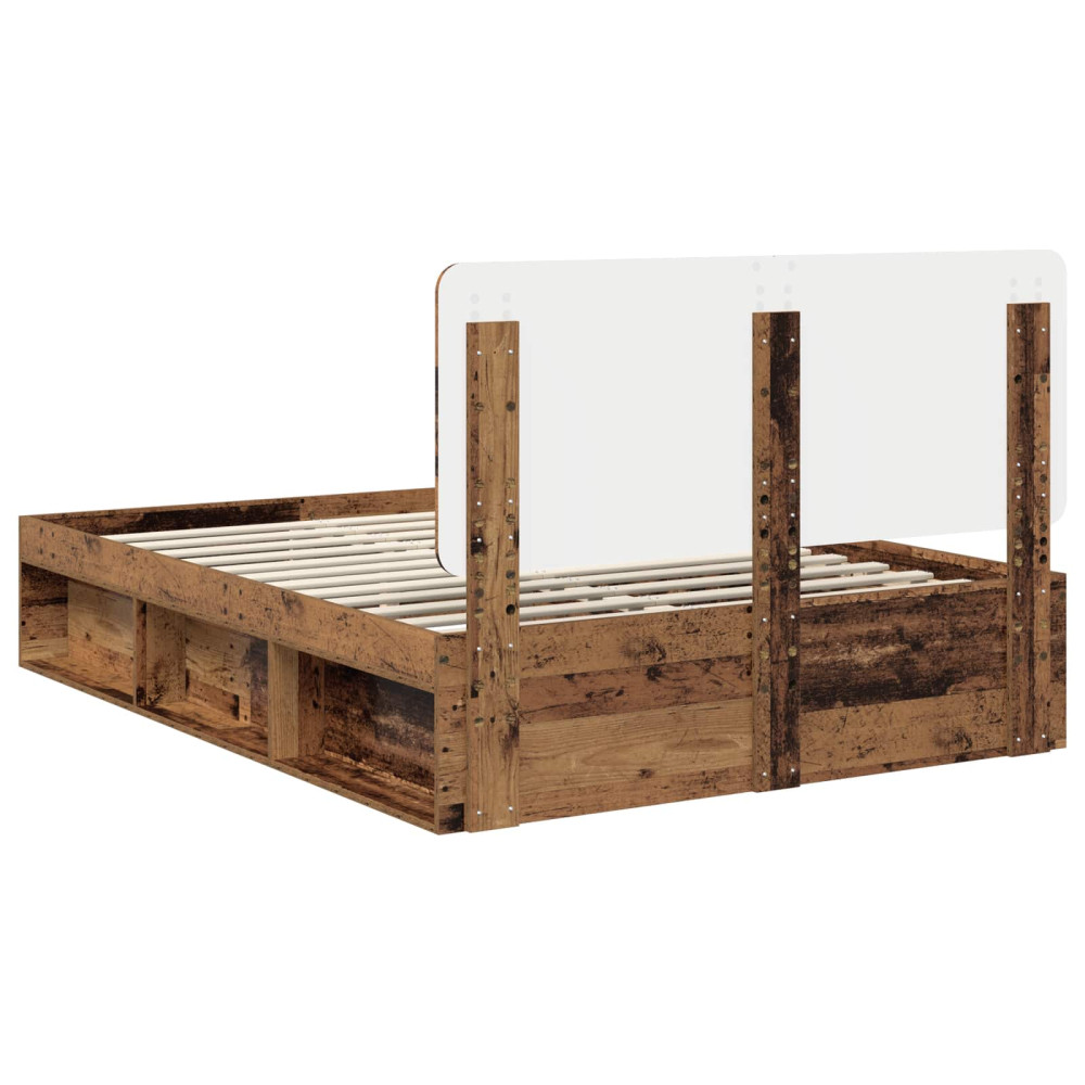 Produktbild för Sängram med huvudgavel Gammalt trä 140 x 190 cm Massiv furu