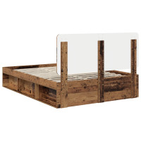 Produktbild för Sängram med huvudgavel Gammalt trä 140 x 190 cm Massiv furu