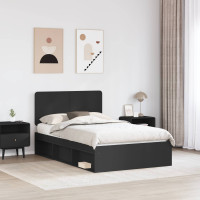 Produktbild för Sängram med huvudgavel Svart 135 x 190 cm Massiv furu