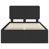 Produktbild för Sängram med huvudgavel Svart 135 x 190 cm Massiv furu