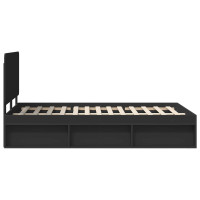 Produktbild för Sängram med huvudgavel Svart 135 x 190 cm Massiv furu