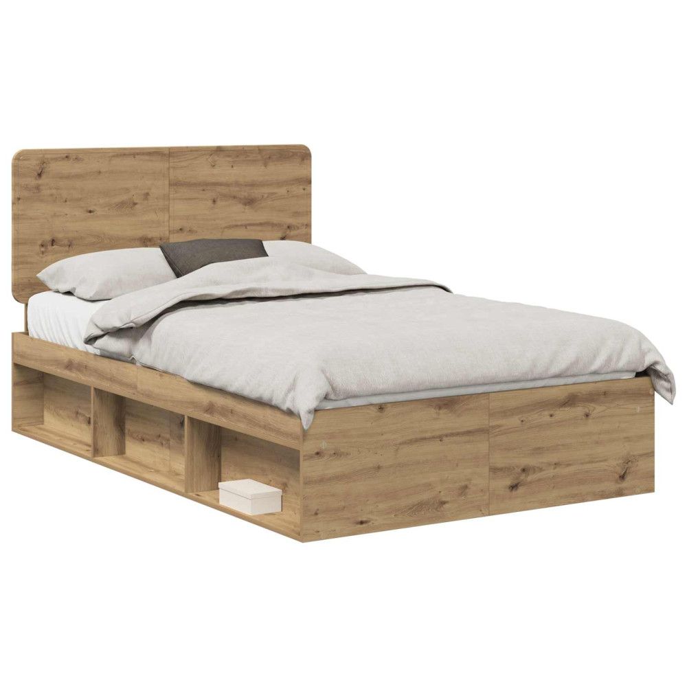 Produktbild för Sängram med huvudgavel Artisan Ek 135 x 190 cm Massiv furu