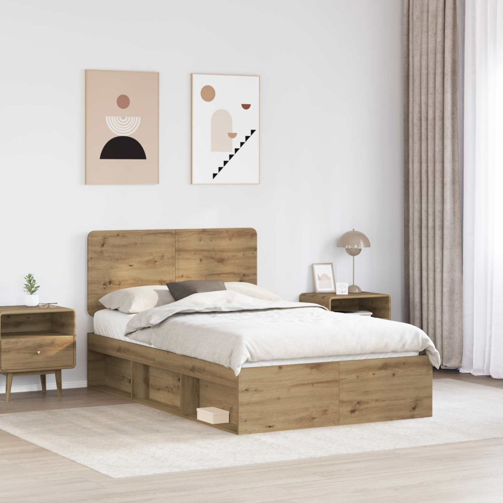 Produktbild för Sängram med huvudgavel Artisan Ek 135 x 190 cm Massiv furu