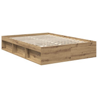 Produktbild för Sängram med huvudgavel Artisan Ek 135 x 190 cm Massiv furu