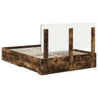 Produktbild för Sängram med huvudgavel Rökt ek 140 x 200 cm Konstruerat trä