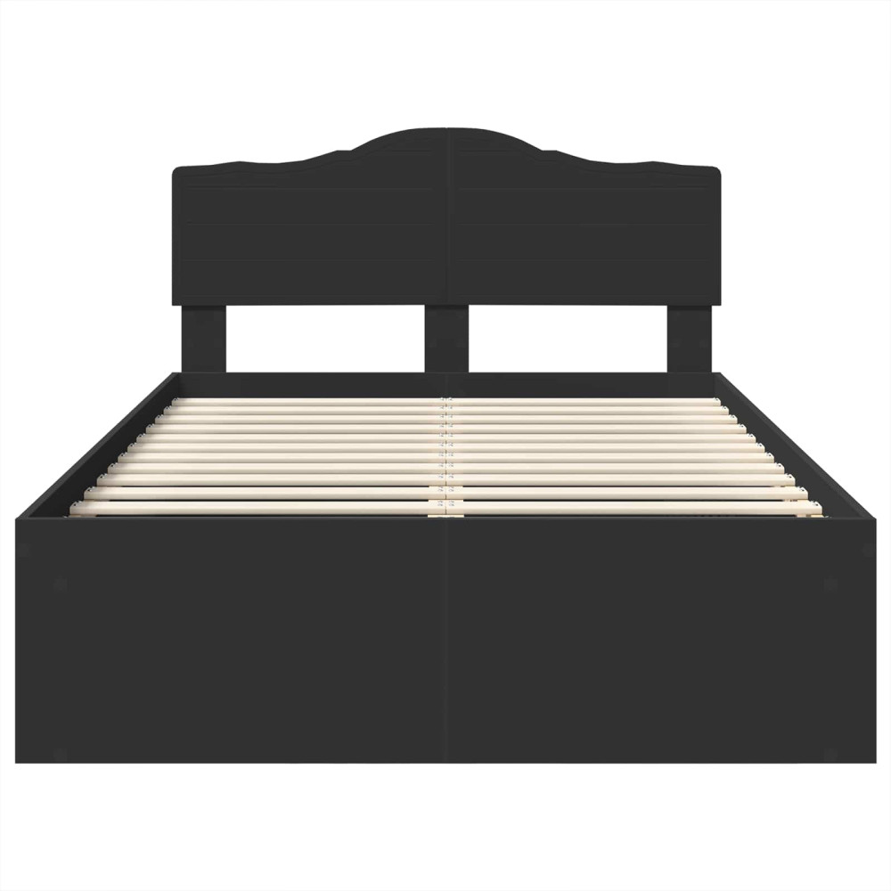 Produktbild för Sängram med huvudgavel Svart 135 x 190 cm Massiv furu