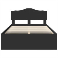 Produktbild för Sängram med huvudgavel Svart 135 x 190 cm Massiv furu