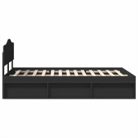 Produktbild för Sängram med huvudgavel Svart 135 x 190 cm Massiv furu