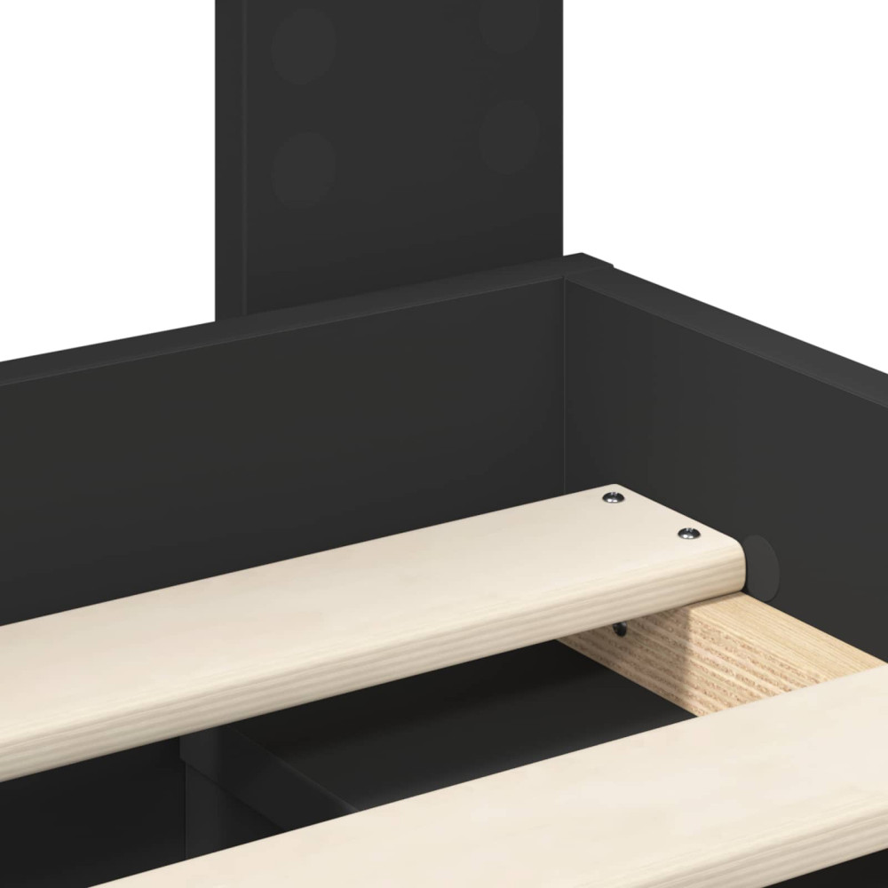 Produktbild för Sängram med huvudgavel Svart 135 x 190 cm Massiv furu