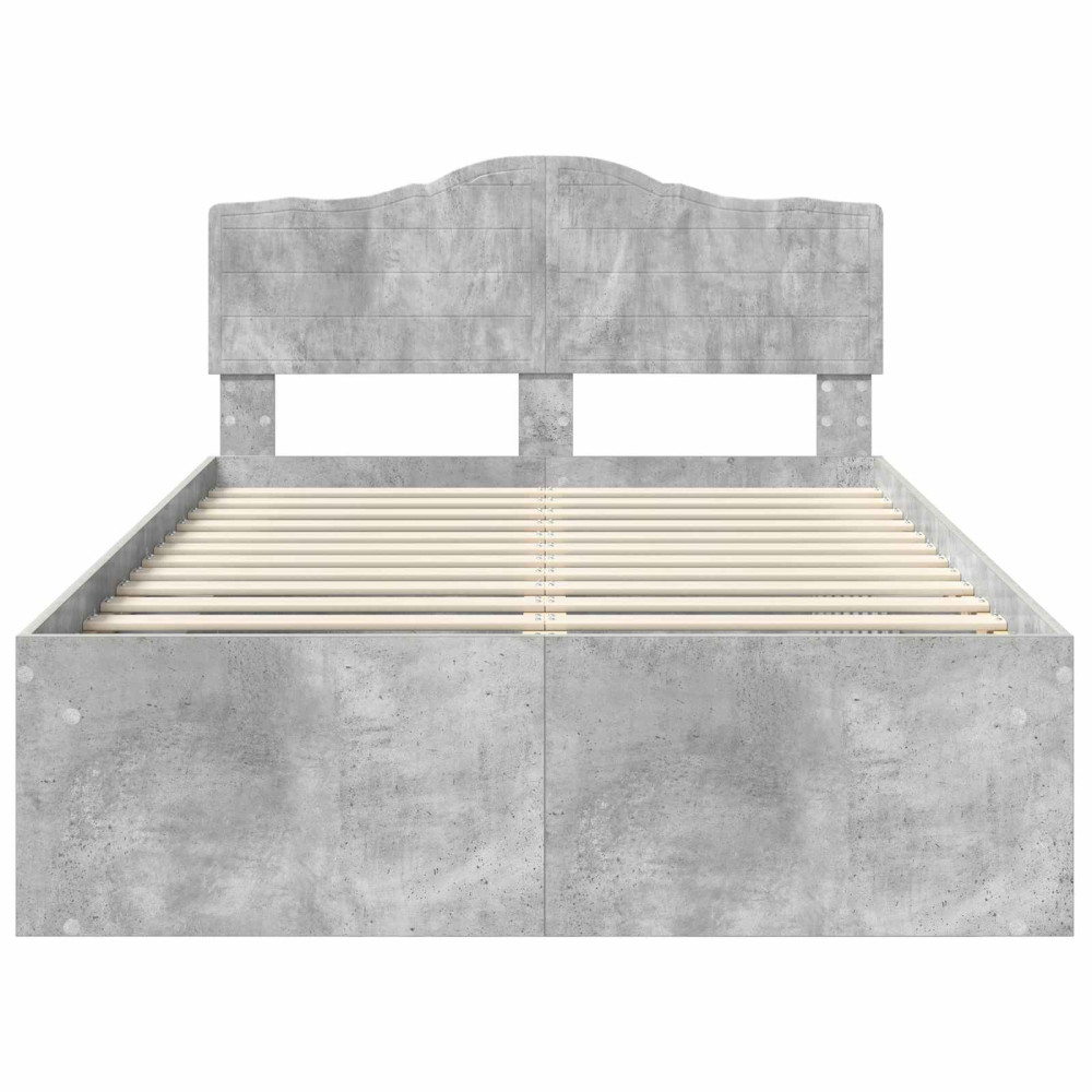 Produktbild för Sängram med huvudgavel Betonggrå 135 x 190 cm Massiv furu