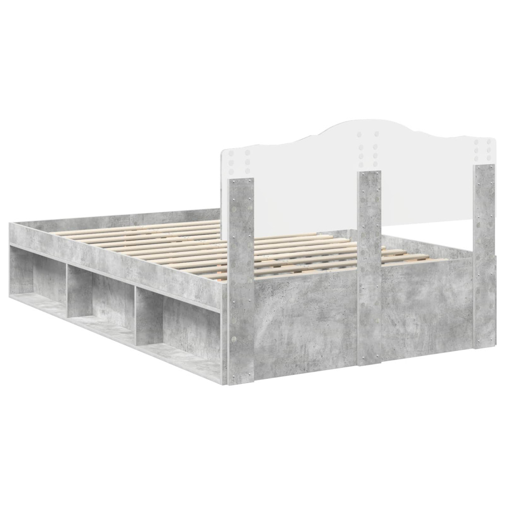 Produktbild för Sängram med huvudgavel Betonggrå 135 x 190 cm Massiv furu
