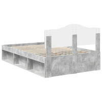 Produktbild för Sängram med huvudgavel Betonggrå 135 x 190 cm Massiv furu