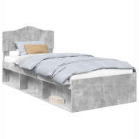 Produktbild för Sängram med huvudgavel Betonggrå 75 x 190 cm Massiv furu